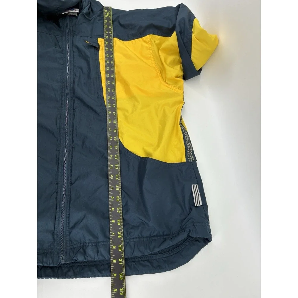 VNTG 90's Adidas Colorblock Windbreaker Jacket Men's‎ XL Navy Yellow Hooded Zip